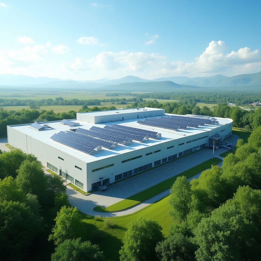 Yeşil enerji kullanan modern bir fabrika